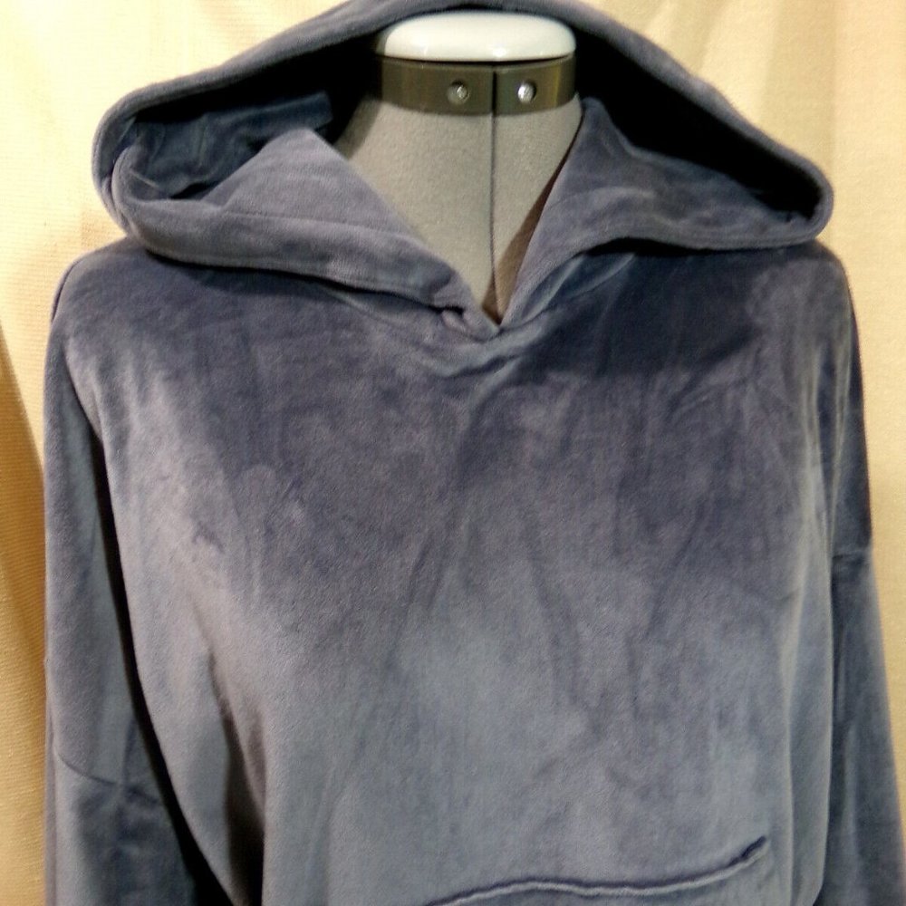 AMERICAN EAGLE Velour Hoodie Sweatshirt XS Gray pullover Sweater Velveteen Trend